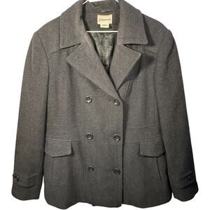 St Johns Bay Peacoat Wool Cashmere Blazer Womens L Academia Minimalist Old Money